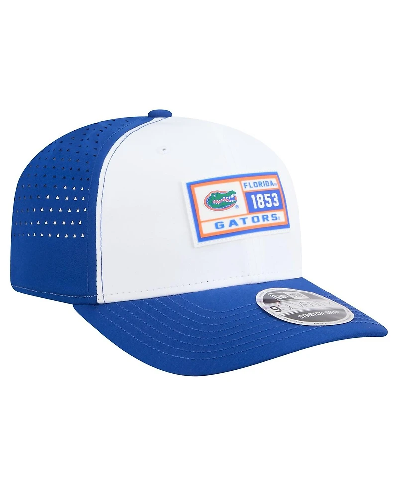 New Era Men's White/Royal Florida Gators Perforated Patched 9SEVENTY Adjustable Hat