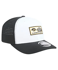 New Era Men's White/Black Iowa Hawkeyes Perforated Patched 9SEVENTY Adjustable Hat