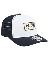 New Era Men's White/Navy Michigan Wolverines Perforated Patched 9SEVENTY Adjustable Hat