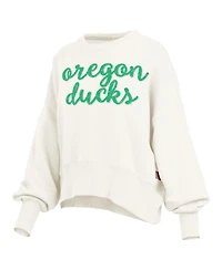 Pressbox Women's Cream Oregon Ducks Oversized Chelsea Waist Length Pullover Sweatshirt