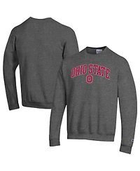 Champion Men's Heather Charcoal Ohio State Buckeyes Arch Over Logo Pullover Sweatshirt
