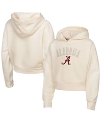 Outerstuff Big Girls Cream Alabama Crimson Tide Oversized Blitz Cropped Pullover Hoodie