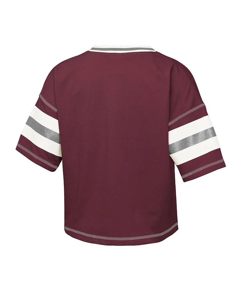 Outerstuff Big Girls Maroon Texas A&M Aggies Grid Iron V-Neck T-Shirt