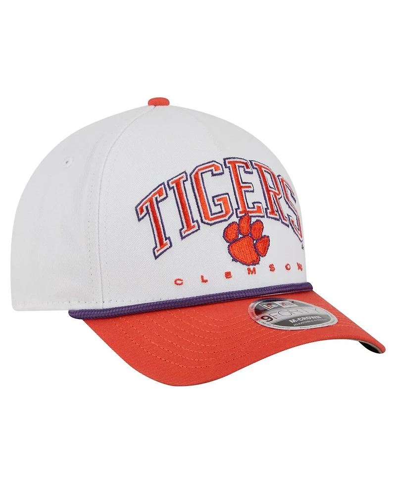 New Era Men's White/Orange Clemson Tigers Arch Two-Tone Rope 9FORTY A-Frame M-Crown Adjustable Hat