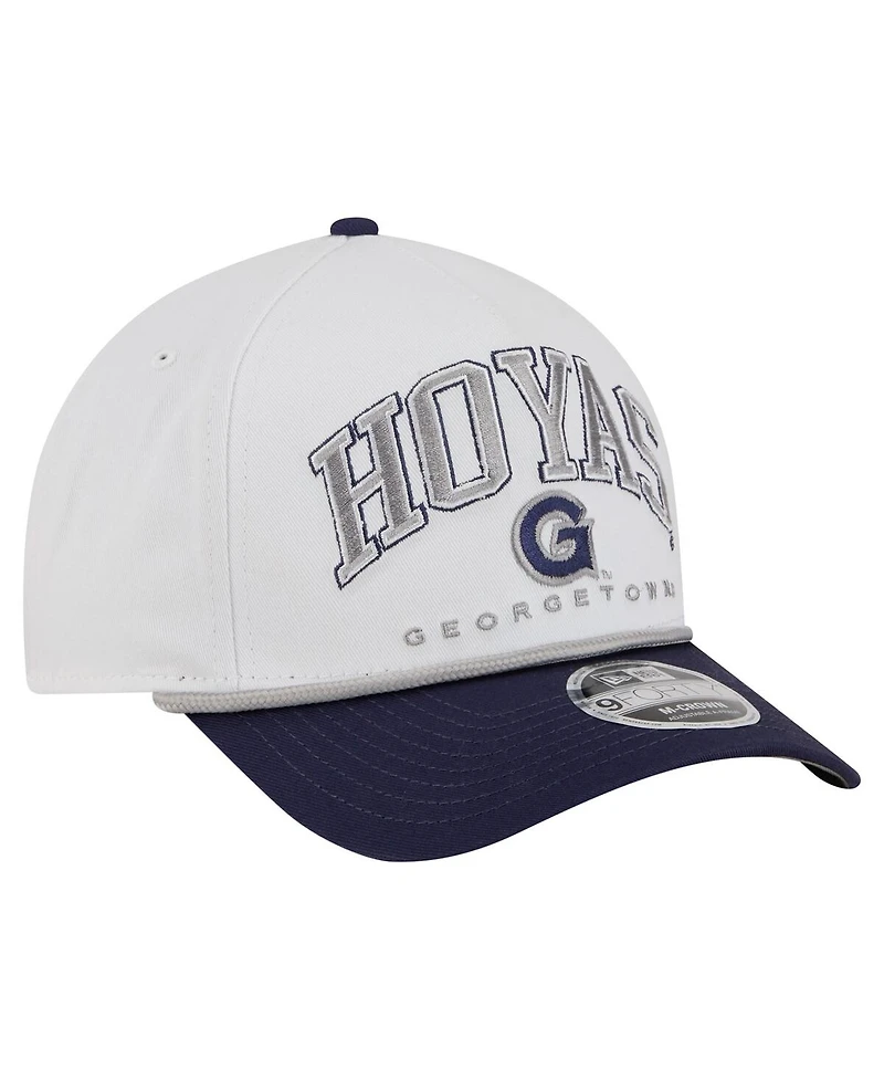 New Era Men's White/Navy Georgetown Hoyas Arch Two-Tone Rope 9FORTY A-Frame M-Crown Adjustable Hat