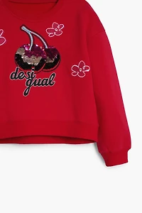 Desigual Girls's Sequin cherry sweatshirt