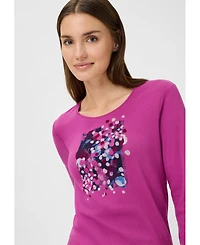 Olsen 100% Cotton Placement Print T-Shirt