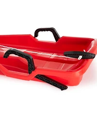 Slippery Racer Downhill Thunder Kids Toddler Plastic Toboggan Snow Sled, Red