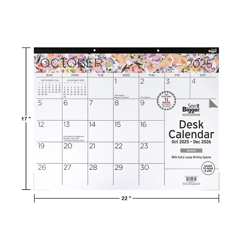 See It Bigger Desk Pad Calendar 17x22"