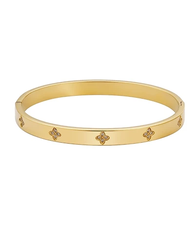 Adornia Tarnish Resistant Gold Pave Clover Cuff Bracelet