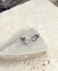 Adornia Silver Freshwater Pearl Cz Halo Stud Earrings