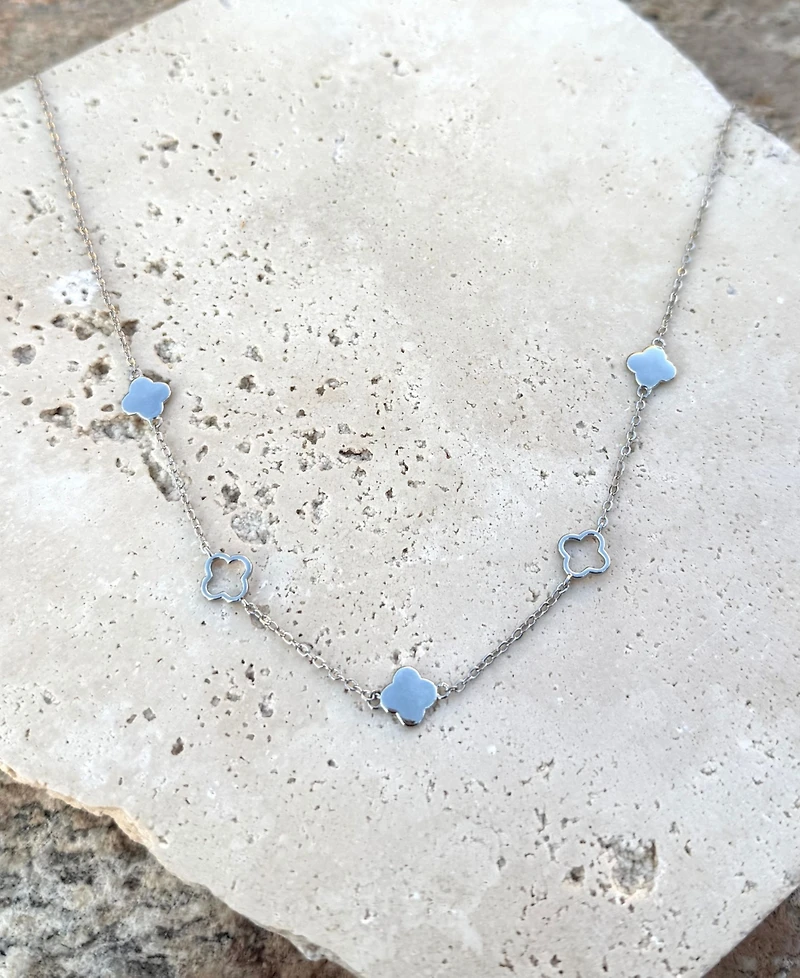 Adornia Silver Clover Station Necklace