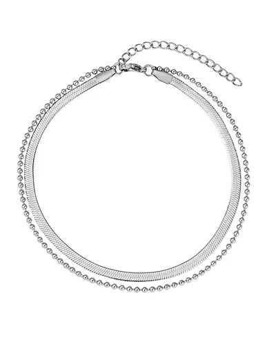 Adornia Tarnish Resistant Silver Layered Anklet