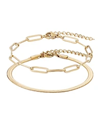 Adornia Tarnish Resistant Gold 2-Chain Bracelet Set