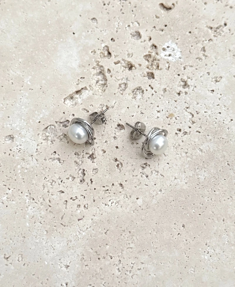 Adornia Silver Freshwater Pearl Stud Earrings