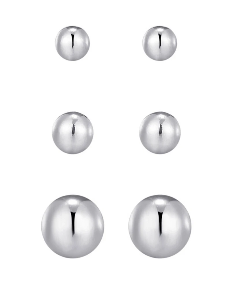 Adornia Tarnish Resistant Silver Set of 3 Ball Stud Earrings