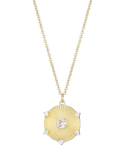 Adornia Gold Cz Fluted Disc Pendant Necklace