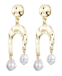 Adornia Gold Faux Pearl Statement Earrings