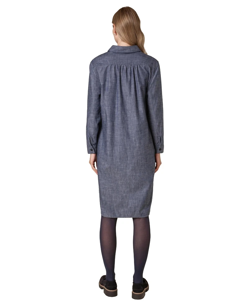 Celtic & Co. Women's Chambray Long Sleeve Knee Length Dress