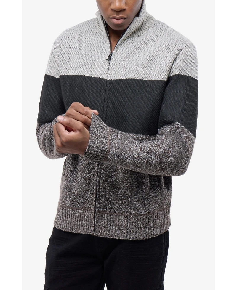 Cultura Men's Full Zip Mock Neck Sweater With Fleece Lining