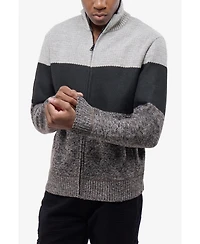 Cultura Men's Full Zip Mock Neck Sweater With Fleece Lining