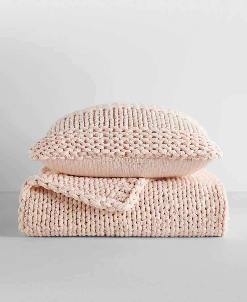 ienjoy Home Chunky Blanket and Decor Pillow Bundle, 21" x
