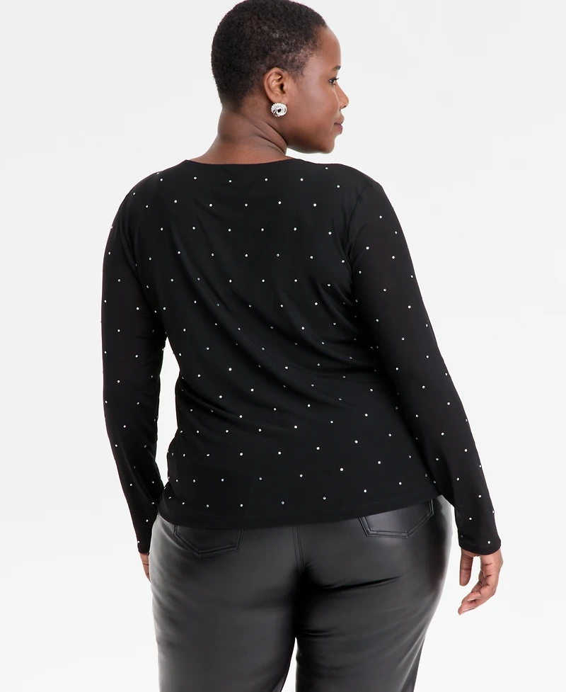 I.n.c. International Concepts Plus Embellished V-Neck Top, Macy's Exclusive