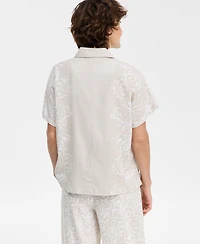 Jm Collection Women's Printed Button-Up Short-Sleeve Shirt, Macy's Exclusive