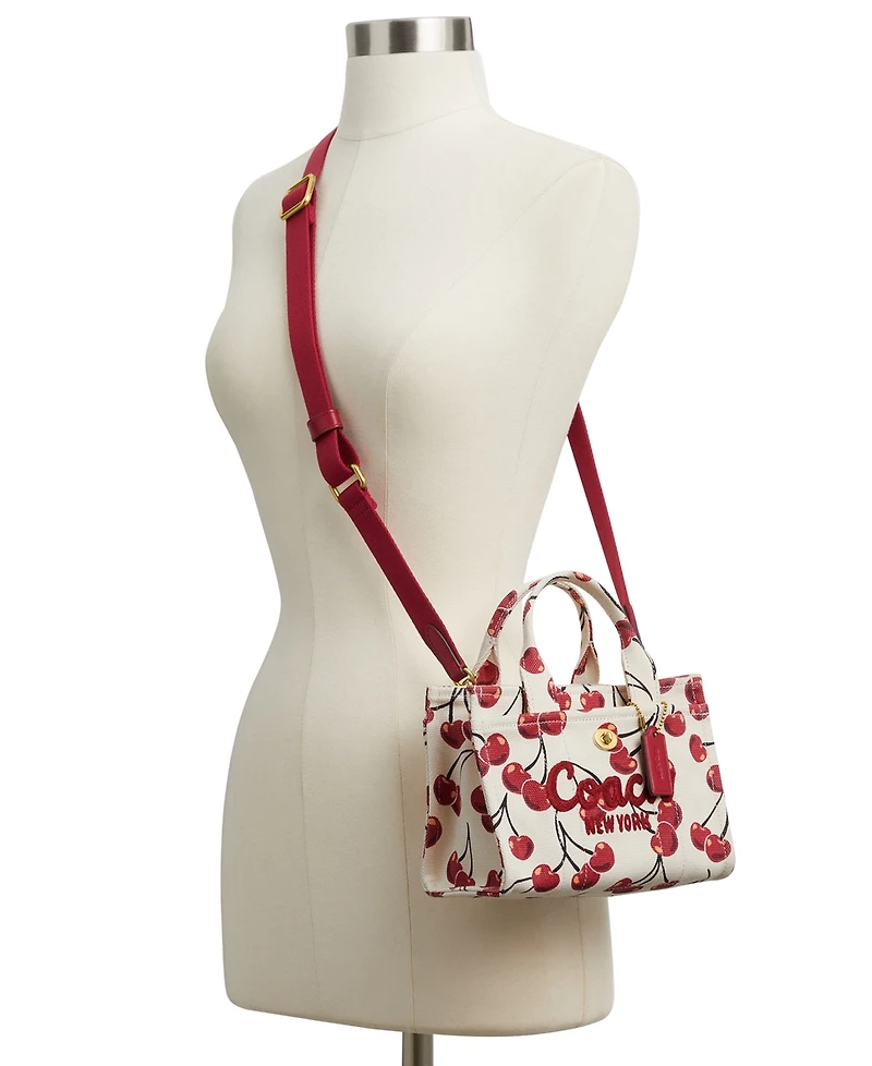 Coach Boxed Small Cherry Printed Canvas Cargo Tote Bag