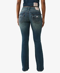 True Religion Women's Y2K Joey Flare Mid Rise Flap Jeans