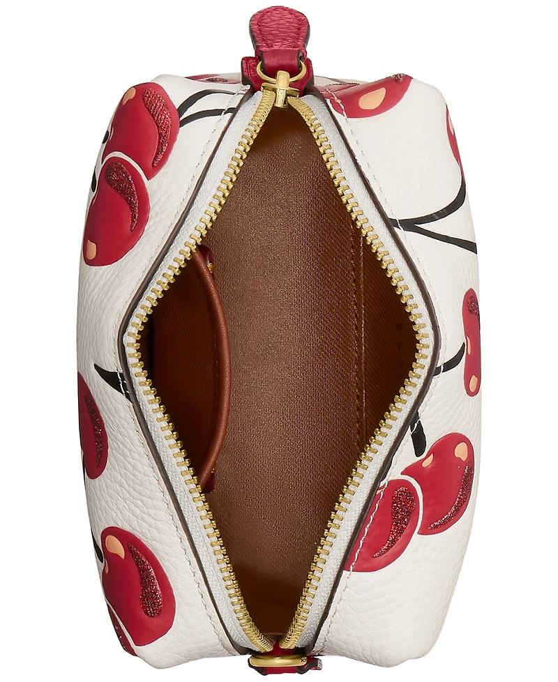 Coach Boxed Mini Cherry Print Leather Essential Cosmetic Pouch