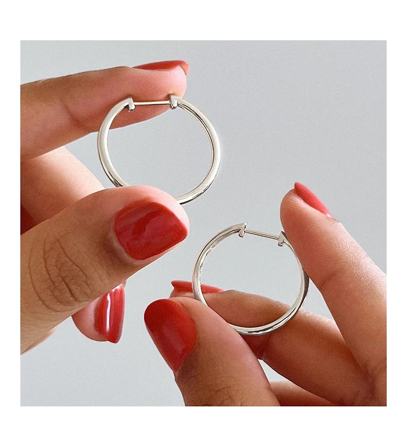 Ana Luisa Medium Slim Endless Hoops - Lo Medium Silver