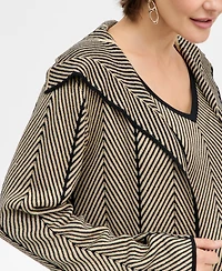 Jm Collection Petite Long-Sleeve Herringbone Cardigan, Macy's Exclusive