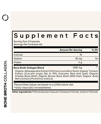 Codeage Organic Bone Broth Collagen Peptides Capsules Supplement, Grass Fed Beef Bone Broth, Free-Range Chicken Bone Broth, Turmeric & Ashwagandha