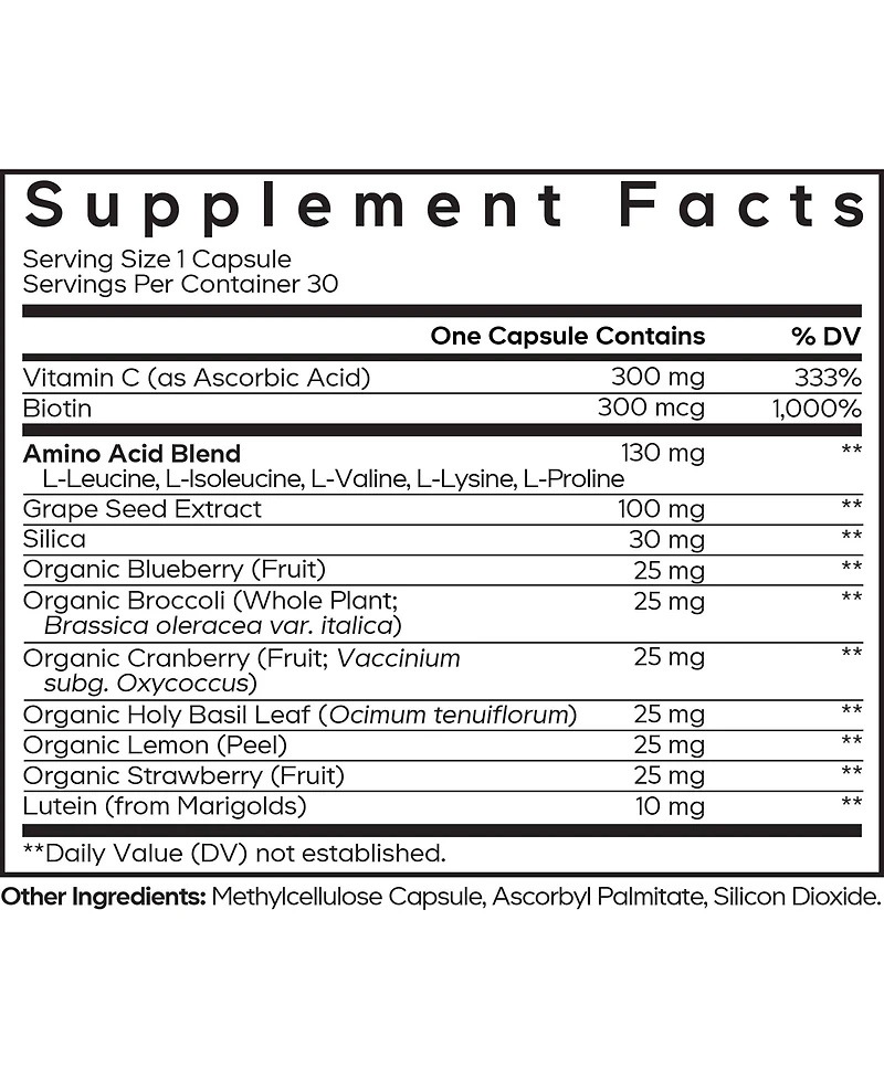 Amen Collagen Builder Supplement - Organic Whole Foods, Lutein, Vitamin C, Biotin, Lysine, Proline Collagen Boosters
