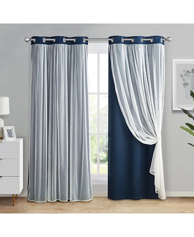 Kate Aurora Basic Elegance 2 Pack Double Layered Hotel Chic Sheer Light Defusing Curtains - 38 in. W x 63 L