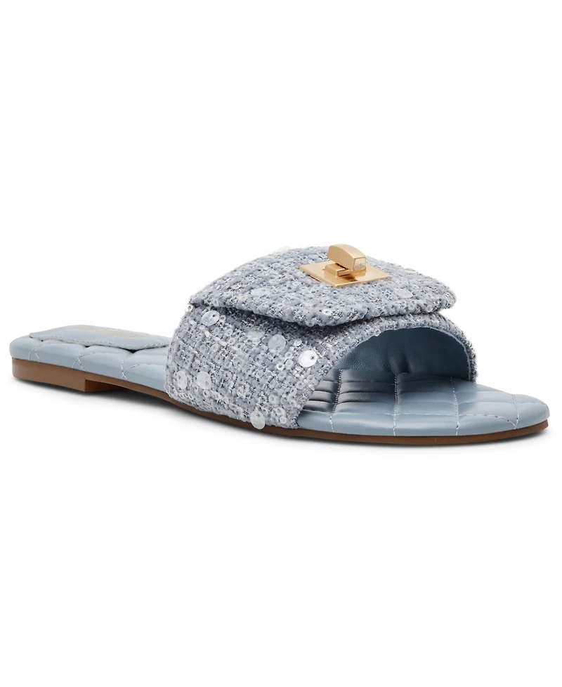 Steve Madden Women's Moreland-s Turnlock Square Toe Slide Sandals