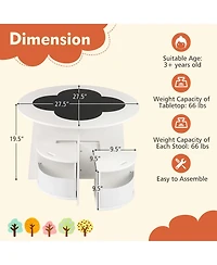 5 Pcs Kids Table and Chair Set with Writable Blackboard Desktop Toddler Table