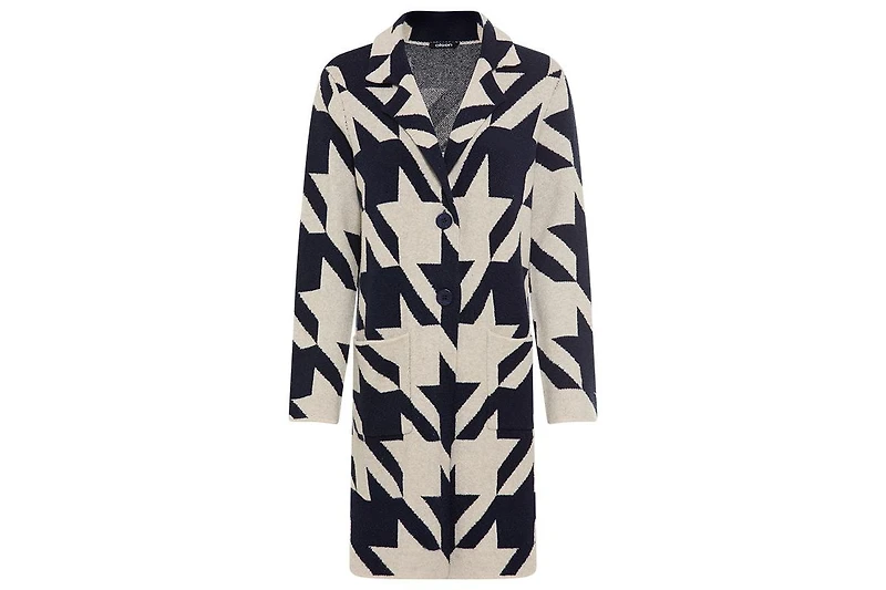 Olsen Longline Houndstooth Statement Cardigan