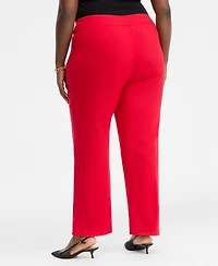 I.n.c. International Concepts Plus Size Mid-Rise Pull-On Straight-Leg Pants, Created for Macy's