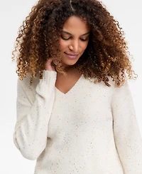 I.n.c. International Concepts Women's Roving Sequin V-Neck Sweater, Macy's Exclusive