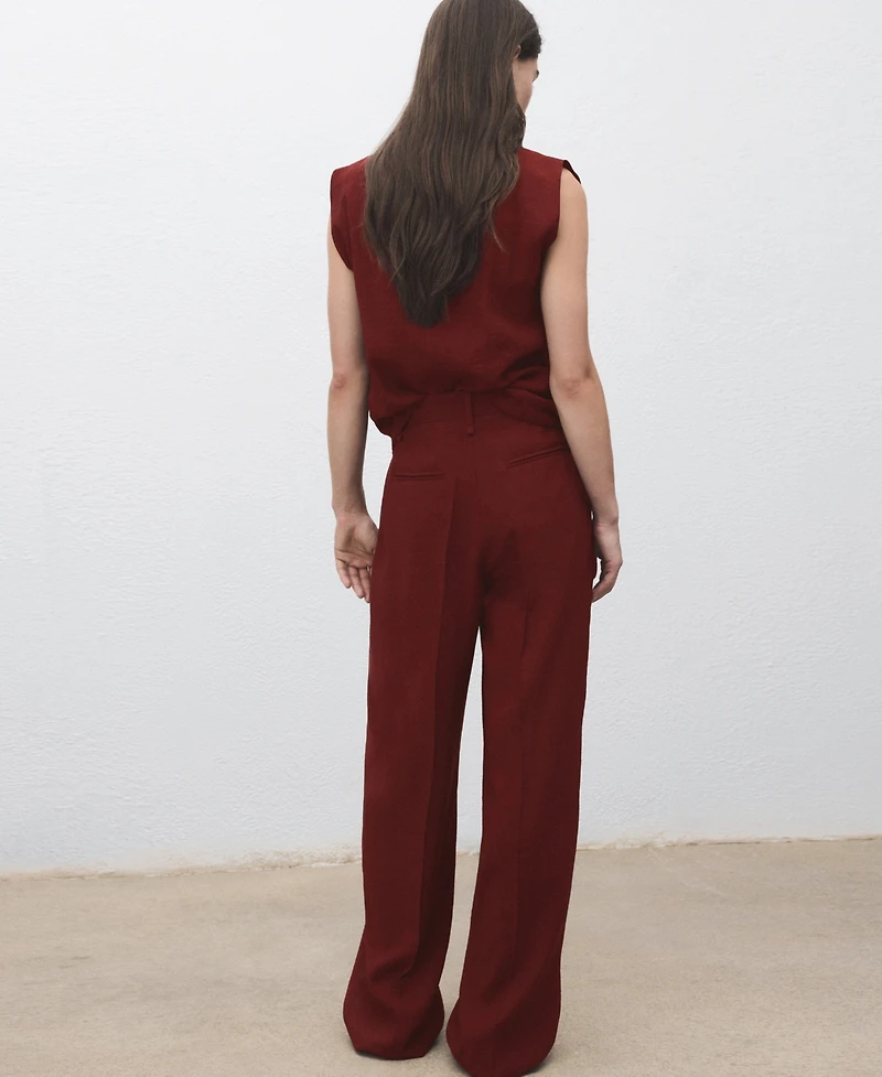 Mango Women's Straight-Fit Pleated Pants