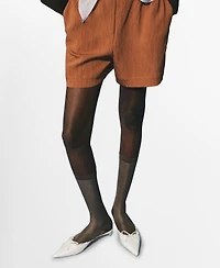Mango Women's Contrasting Trim Textured Shorts
