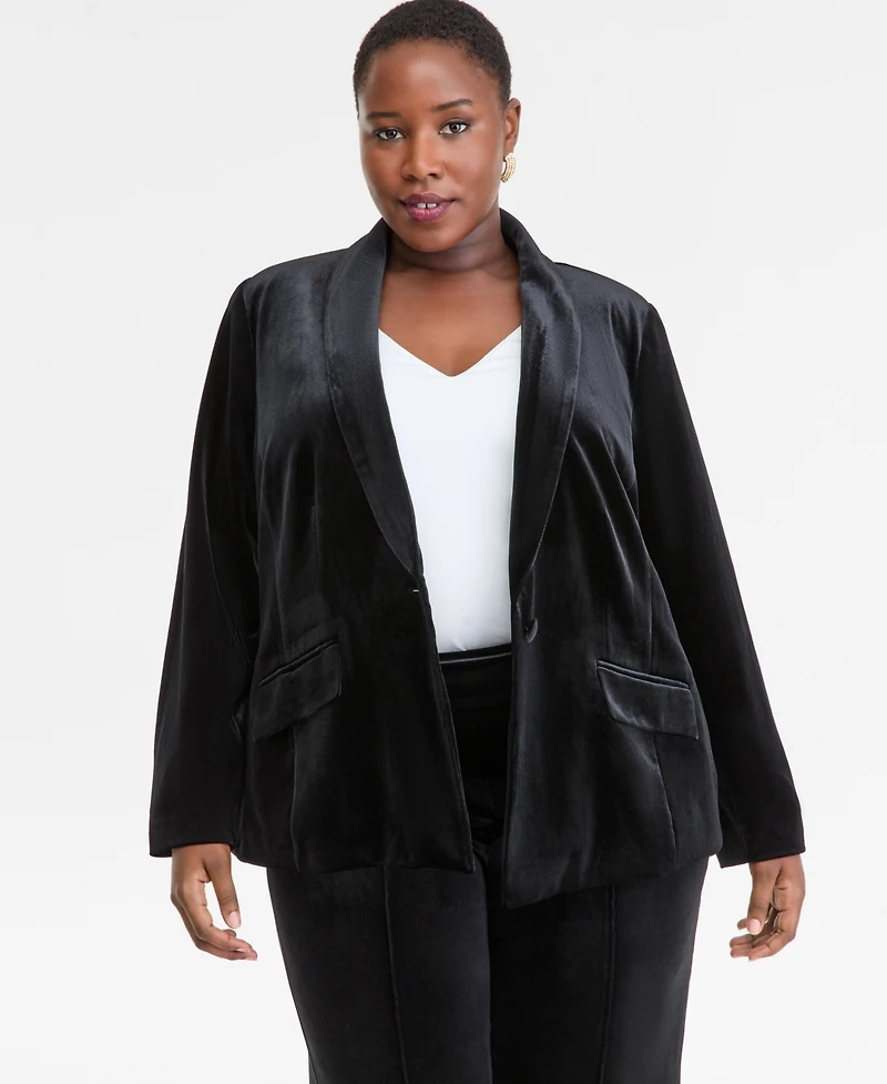 I.n.c. International Concepts Plus Velvet Blazer, Created for Macy's
