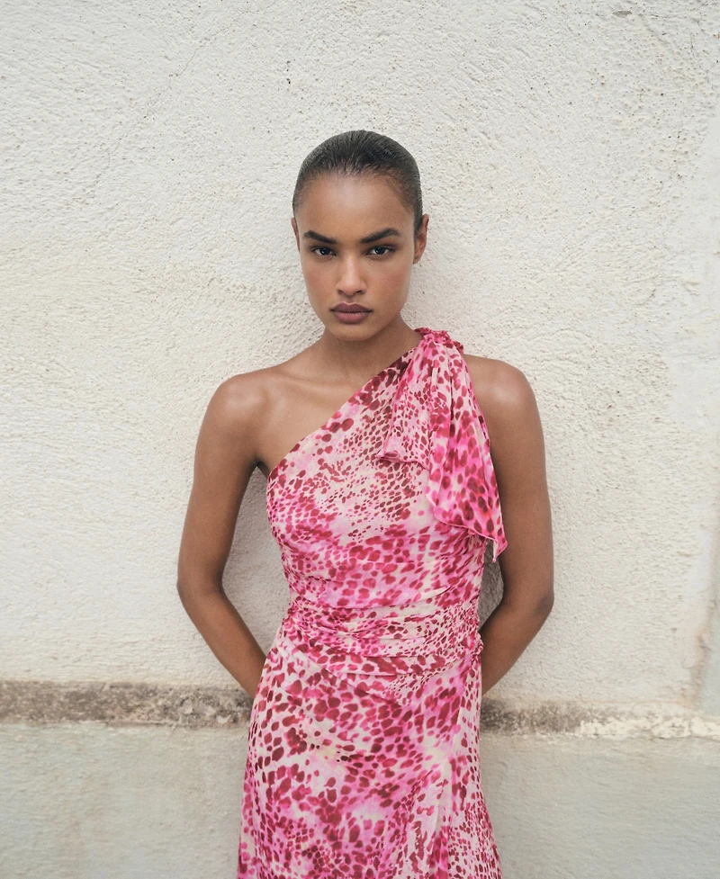 Mango Women's Asymmetrical Animal-Print Dress