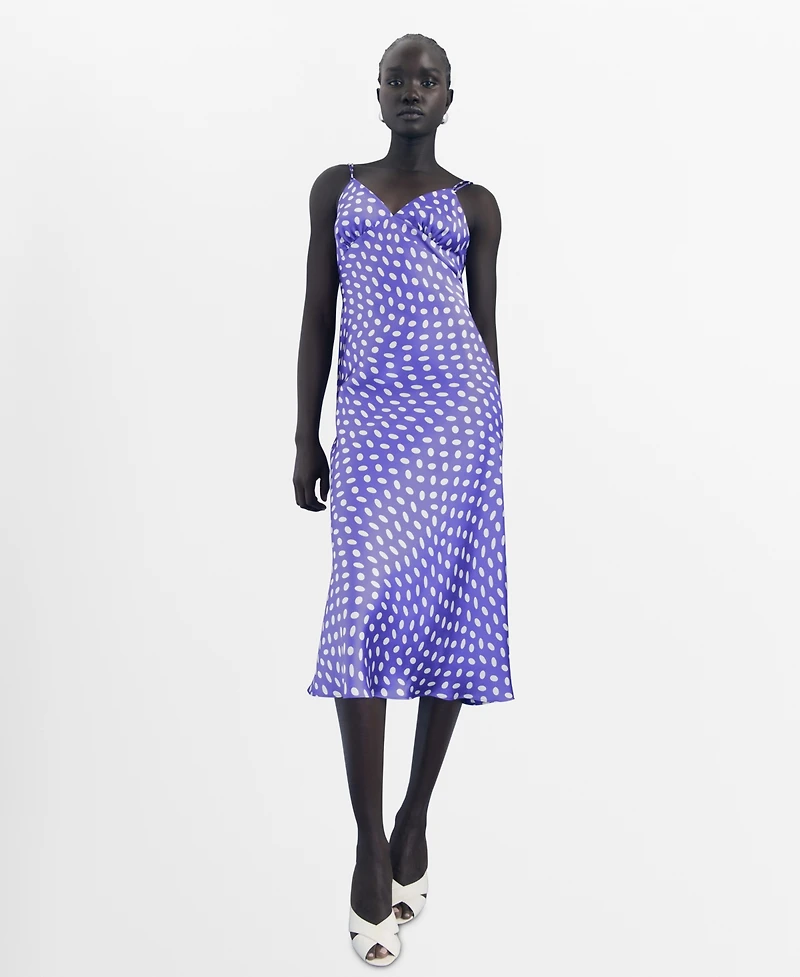 Mango Women's Polka-Dot Satin-Finish Dress