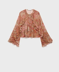 Mango Women's Ruffles Printed Blouse