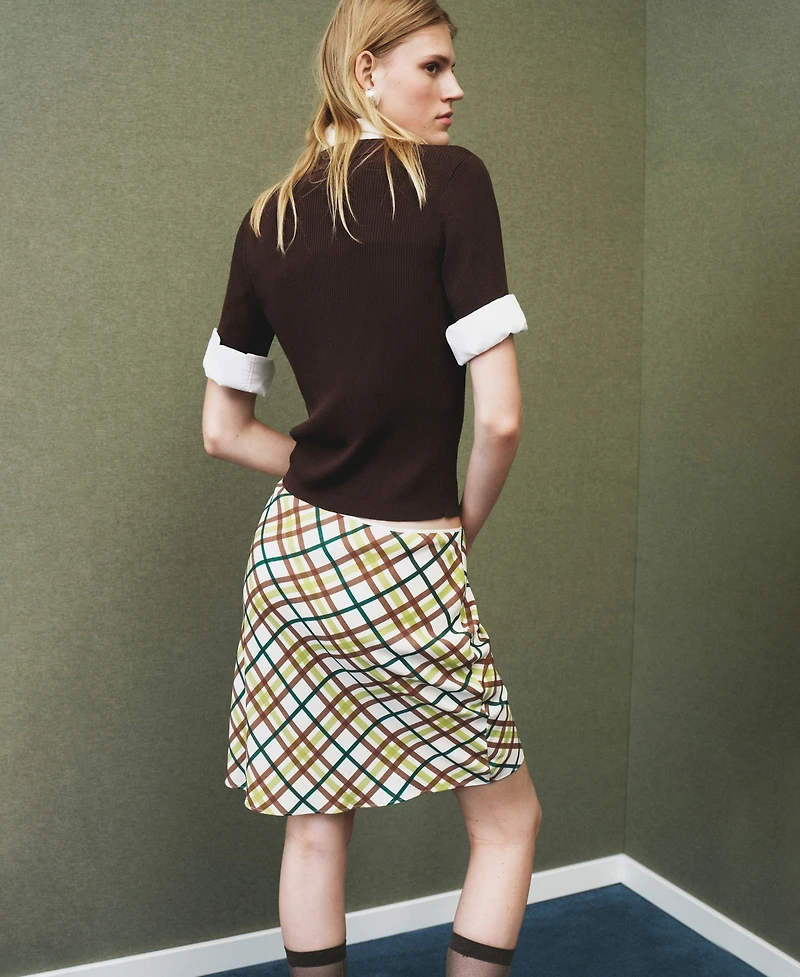 Mango Women's Short Checkered Skirt