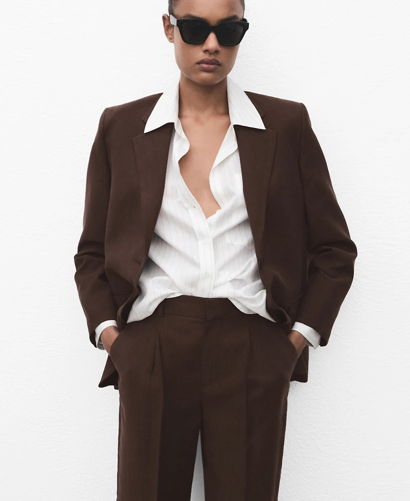Mango Women's Lyocell Suit Straight Pants