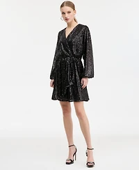 Boss Orange Women's Sequin Faux-Wrap Minidress